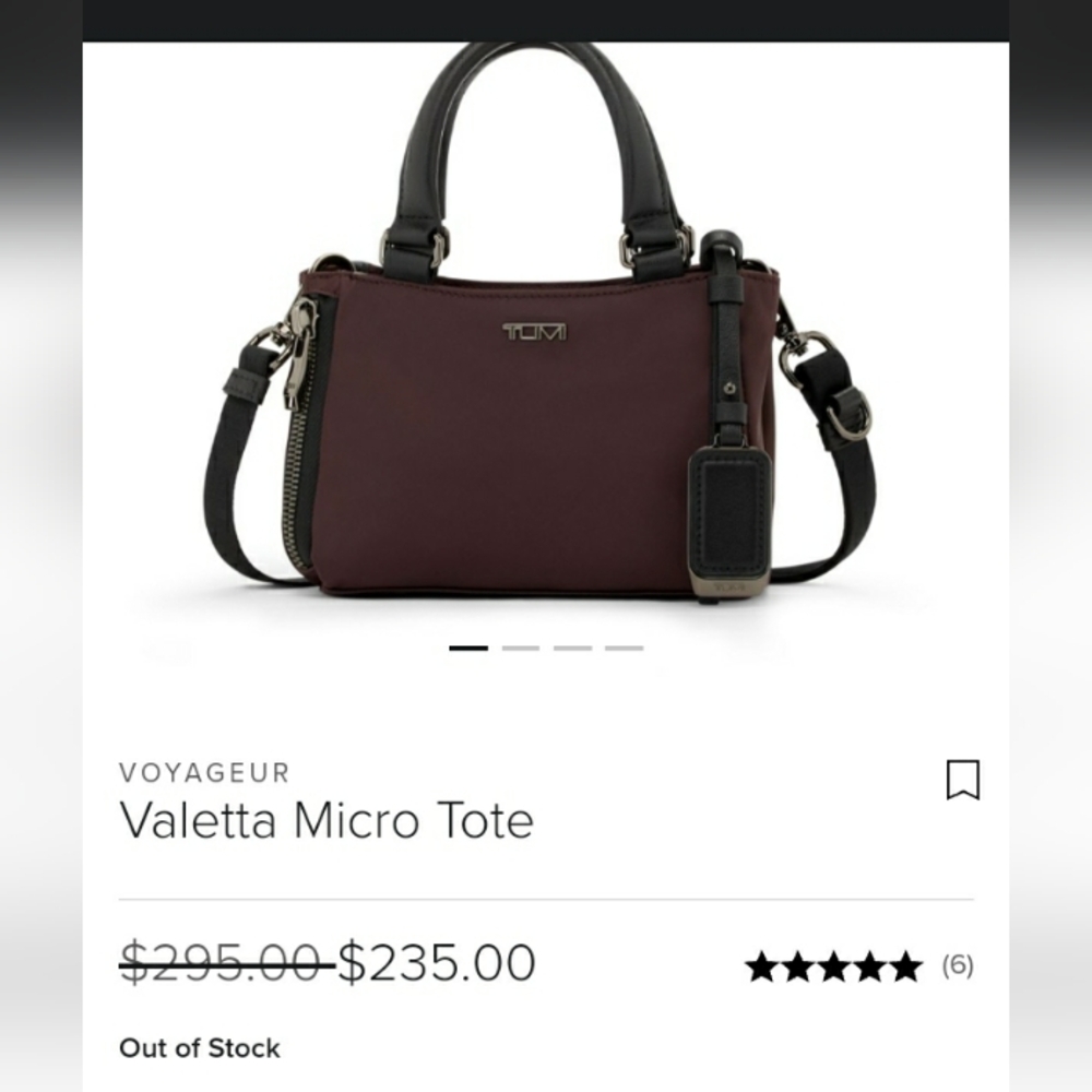 Tumi Valetta Micro Tote in Burgundy with Black Trim